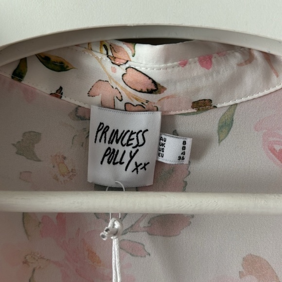 NWT Princess Polly Carnell Blouse Multi White Floral with Front Ties - Picture 7 of 13